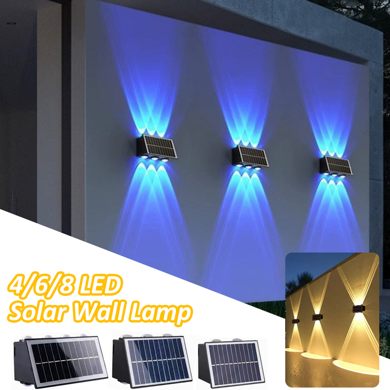 Garage Lighting Decor - 屋外用ソーラーライト ソーラーフェンスライト 屋外防水 LED 上下ソーラーウォールランプ ポーチ装飾