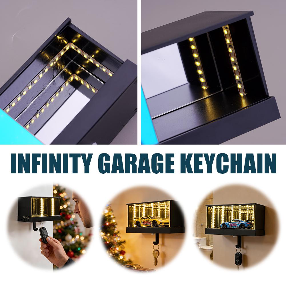Garage Lighting Decor - インフィニティガレージキーホルダー LEDライト付き 車モデルディスプレイキーホルダー 無限イリュージョン トンネル効果 ホームデコレーション