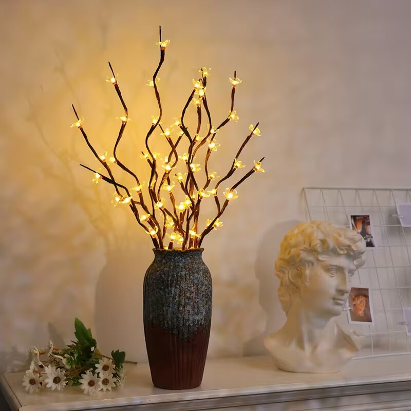 Lighting Decor Home - 1/2PC 20LED 桜の枝ライト屋内屋外ホームデコレーションランプロマンチックな電池式テーブルライト花瓶用