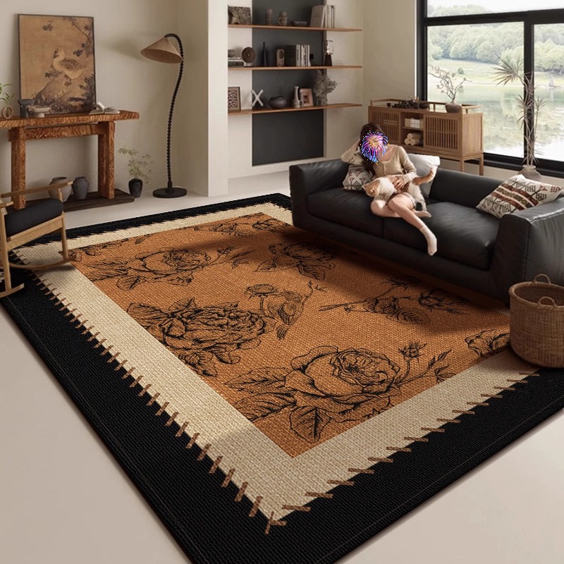 Decor Lighting Online - ローズライト高級レトロ装飾リビングルームカーペットソファコーヒーテーブルラグ寝室のベッドサイドショートベルベットフロアマットКоверタピス 러그