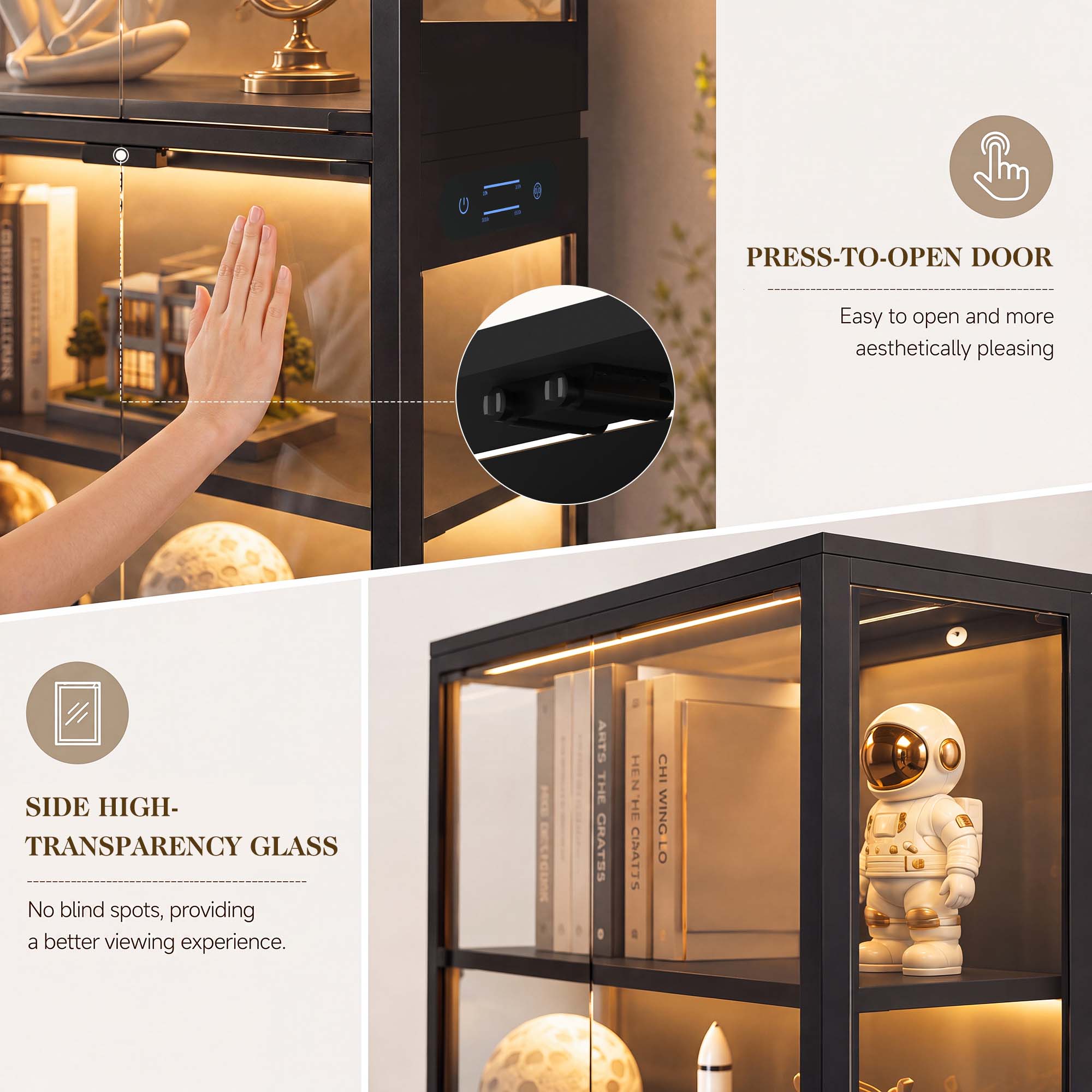 TCGBKAF 5段ディスプレイキャビネット、ガラス扉、モー - Lighting Decor Home のレビューと価格