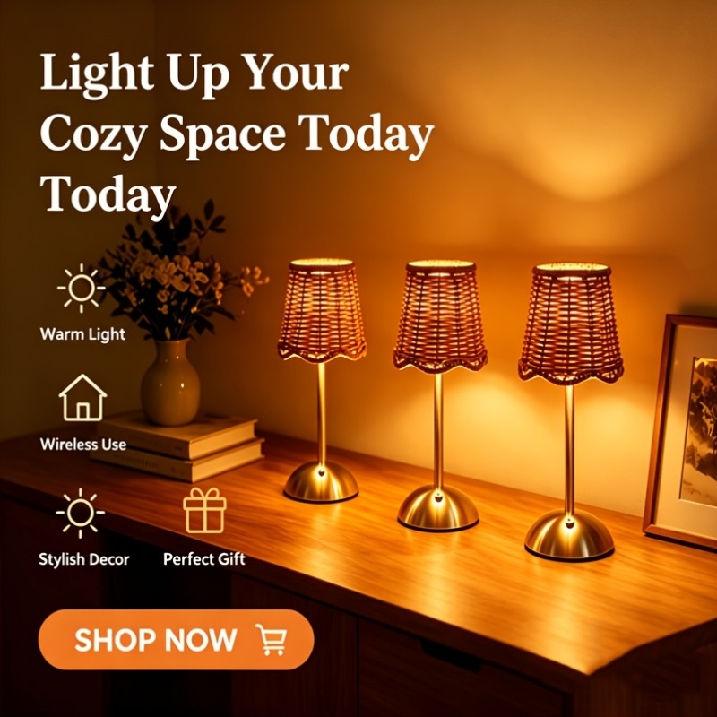 ボヘミアンスタイルの編み込みラタンアートテーブルランプ、3段 - Lighting Decor Home のレビューと価格