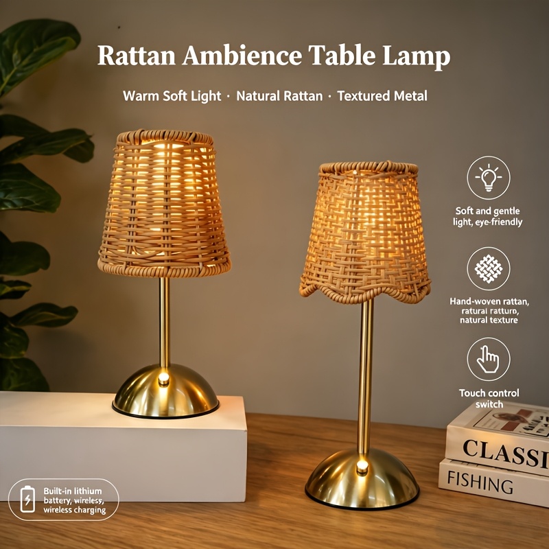 ボヘミアンスタイルの編み込みラタンアートテーブルランプ、3段 - Lighting Decor Home のレビューと価格