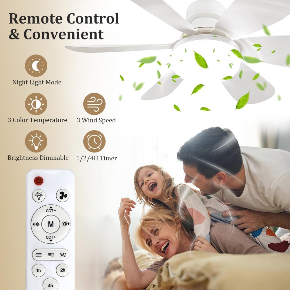 リモコン付きソケットファンライト、LED付き小型シーリングフ - Lighting Decor Home のレビューと価格
