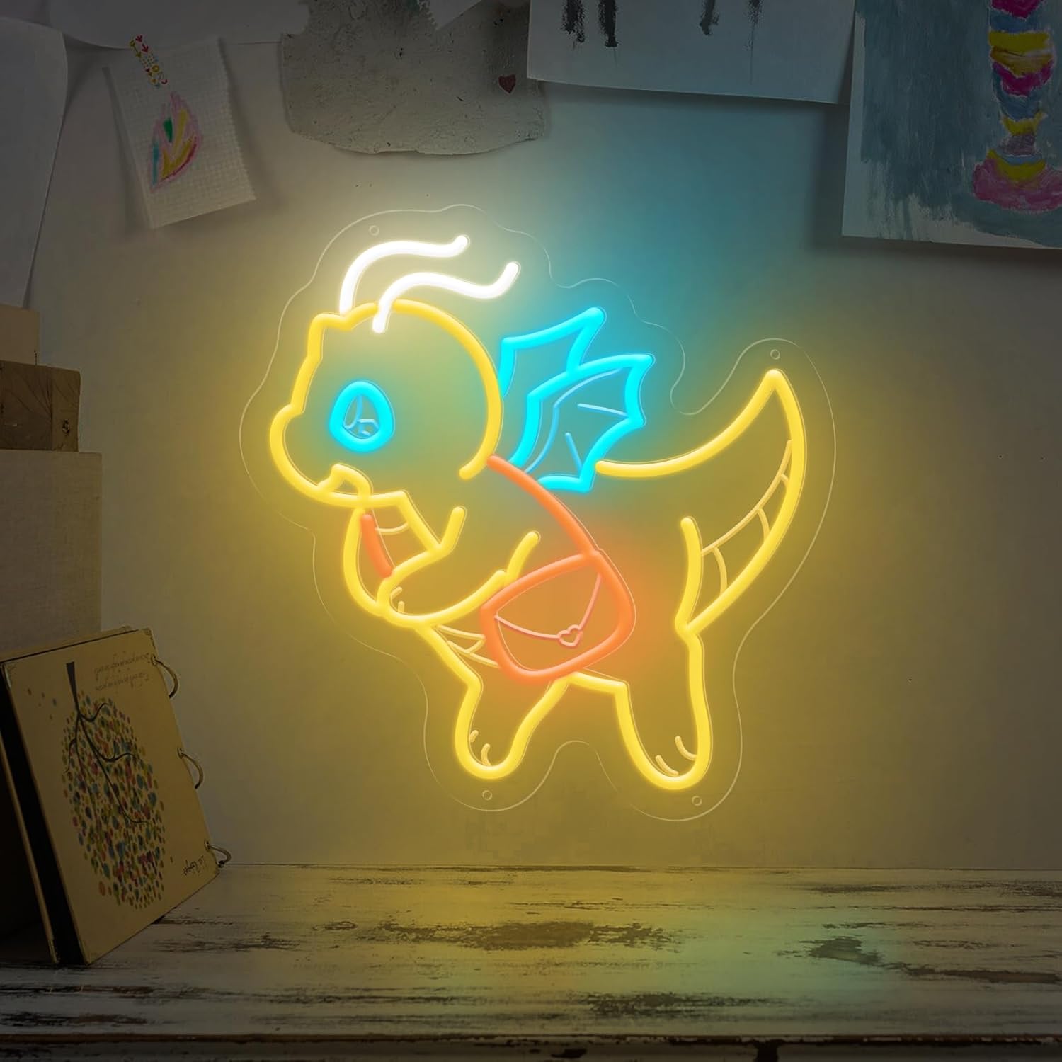 USB調光可能のかわいい恐竜ネオンライト、子供部屋の装飾に、 - Outdoor Lighting Decor Ideas のレビューと価格