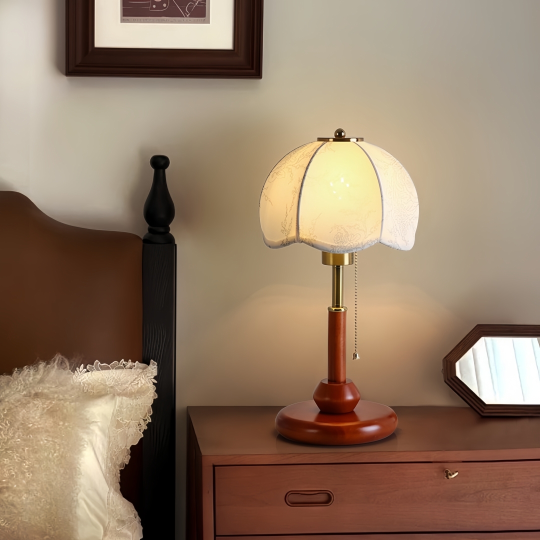 ヴィンテージスカラップドームテーブルランプ寝室ナイトスタンド - Lighting Decor Home のレビューと価格
