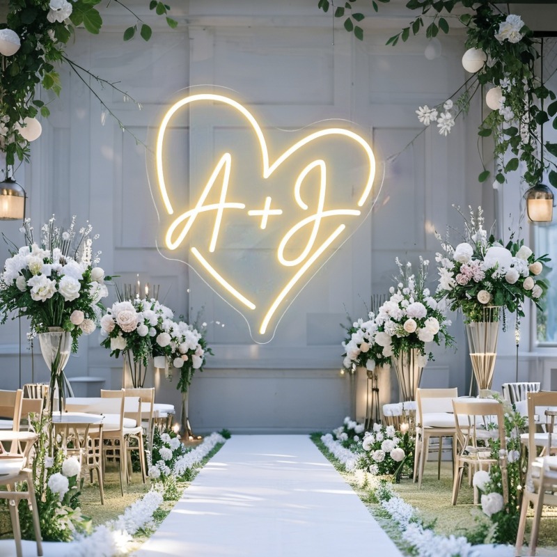 カスタムイニシャルハートLEDネオンサイン、結婚式パーティー - Neon Sign Custom Led のレビューと価格