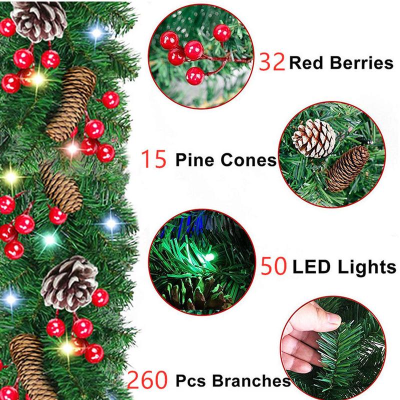 ライト付きクリスマスガーランド防水クリスマス籐装飾軽量装飾品 - Lighting Decor Company のレビューと価格