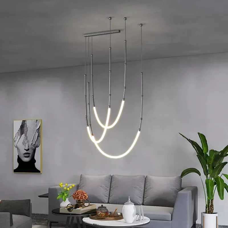 北欧ラインLEDシリコンシャンデリアモダンクリエイティブレス - Decor Lighting Online のレビューと価格