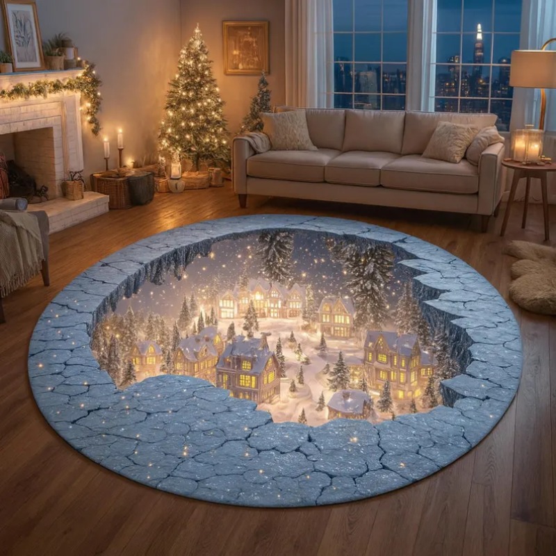 3D クリスマス村ラグ 冬の雪の街カーペット 居心地の良いホ - Outdoor Lighting Decor Ideas のレビューと価格