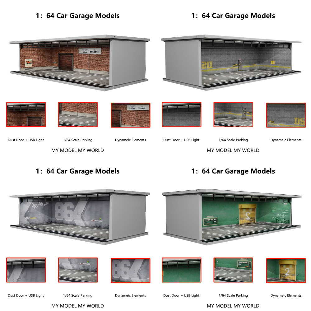 1/64スケール 車庫ジオラマ模型 モデル駐車場 ジオラマ  - Garage Lighting Decor のレビューと価格