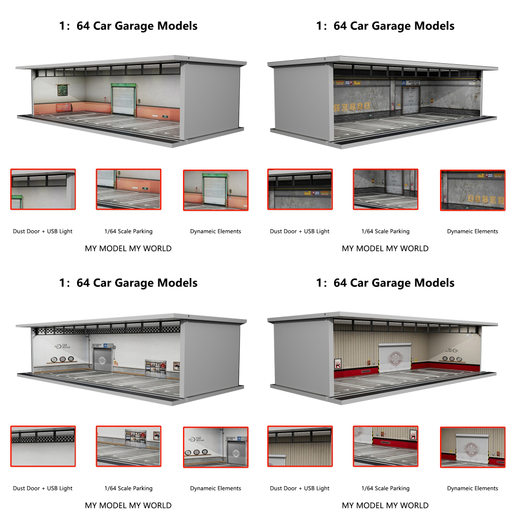 1/64スケール 車庫ジオラマ模型 モデル駐車場 ジオラマ  - Garage Lighting Decor のレビューと価格