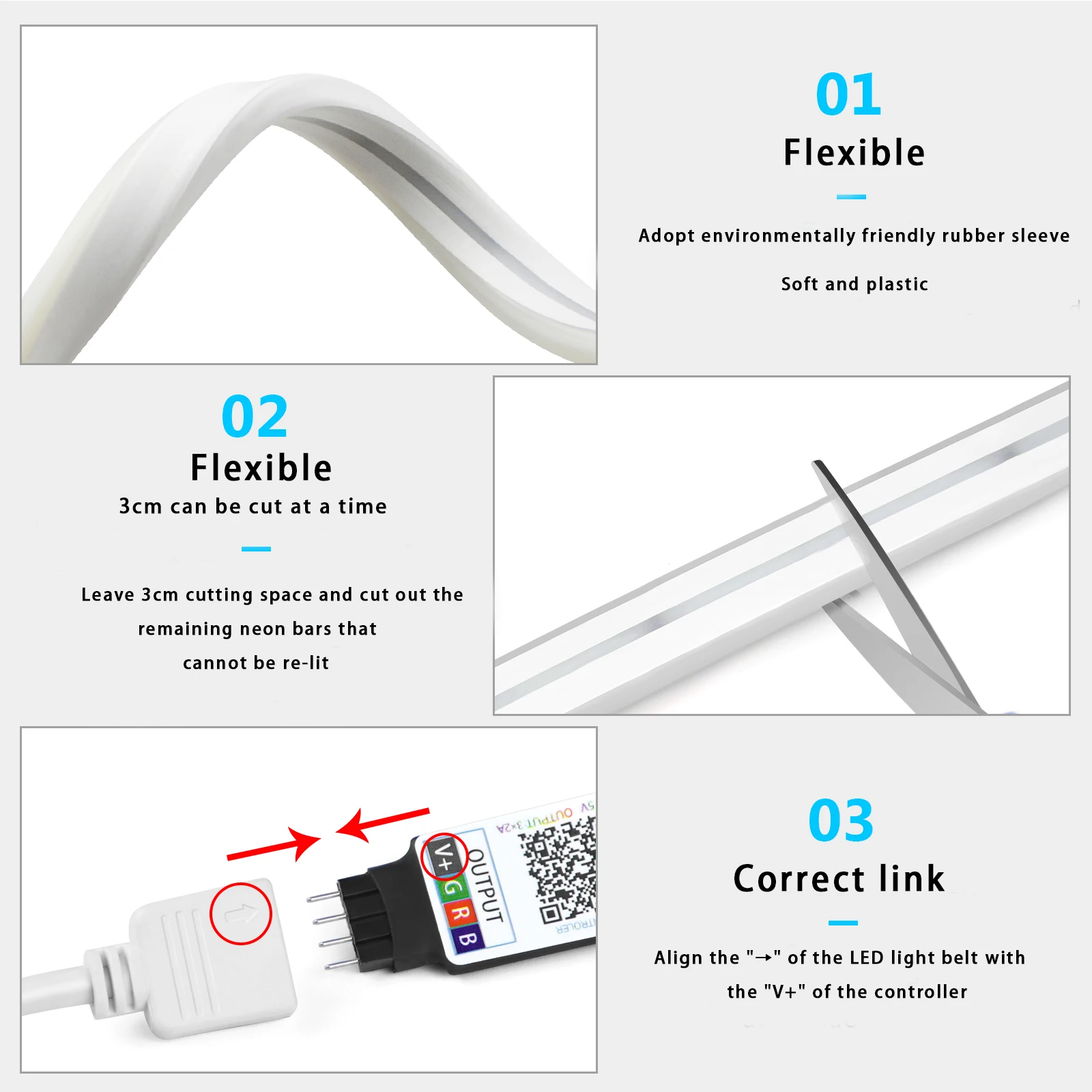 1-5m RGB LEDネオンストリップライト 5V USB - Lighting Decor Home のレビューと価格